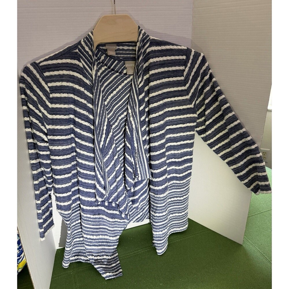 Chicos 2-piece Jacket & Tank set in Cozy Cotton, sz 3 (L/XL), Nautical, Beachy